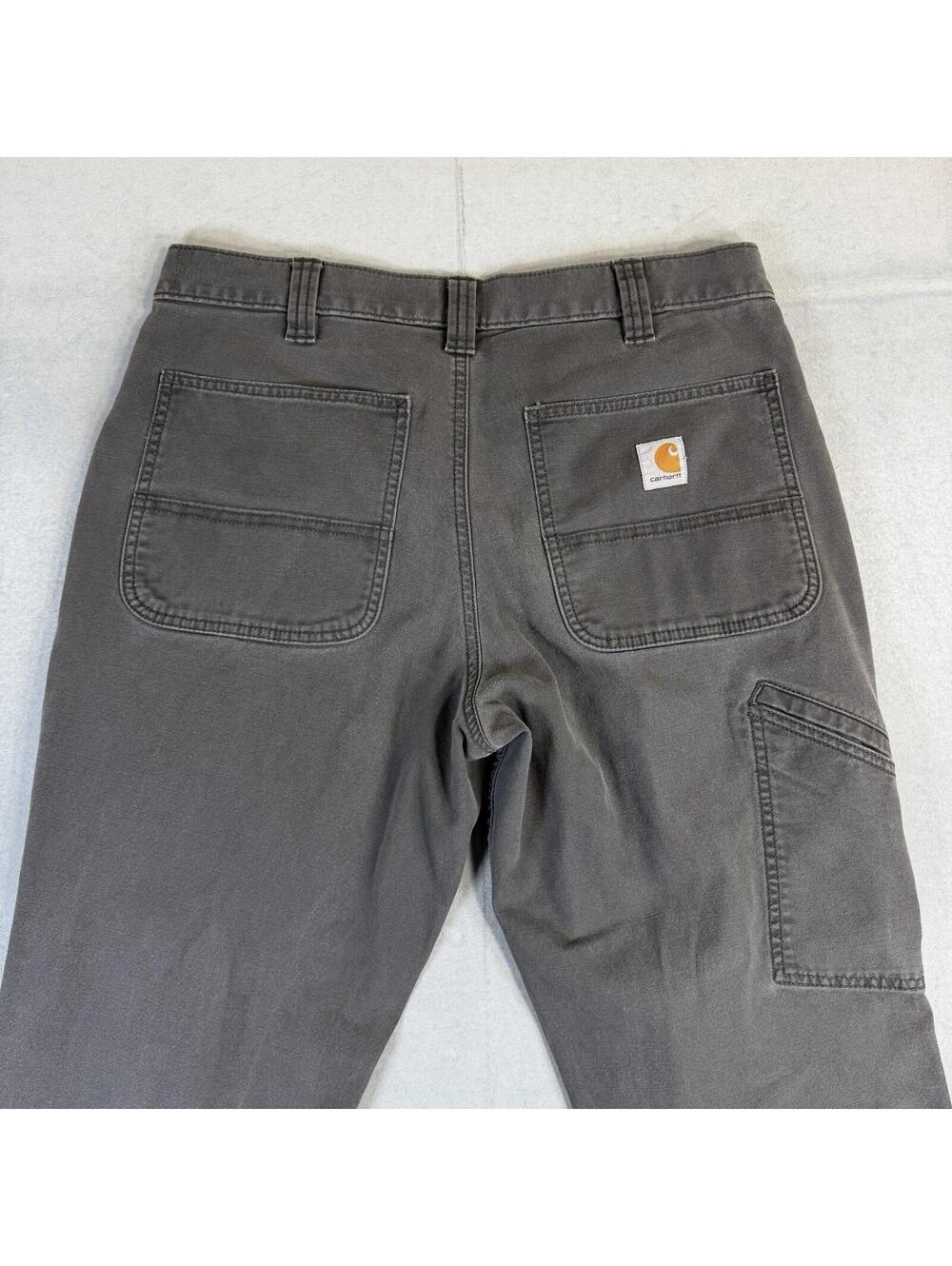 Carhartt Rugged Flex Canvas Work Pants Mens 34x30 Gray Relaxed Fit Carpenter
